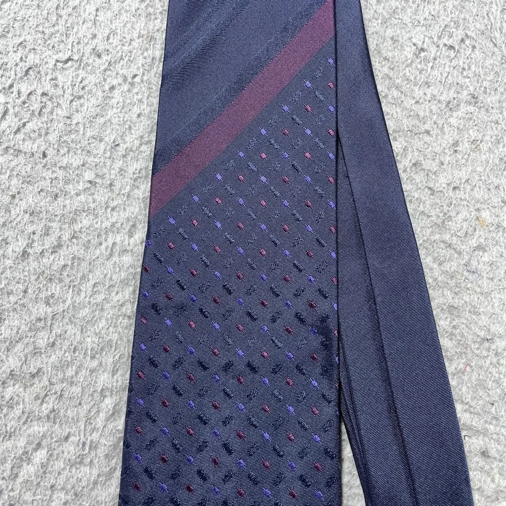 Versace Tie Mens One Size Blue Geometric Classic‎ Width Pointed Silk Necktie